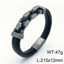 Stainless Steel Leather Bracelet