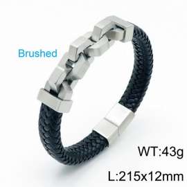 Stainless Steel Leather Bracelet