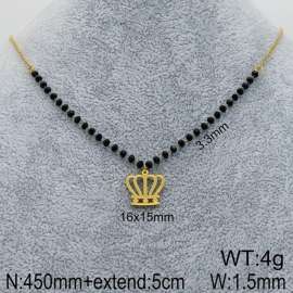 Stainless Steel Stone & Crystal Necklace