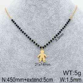 Stainless Steel Stone & Crystal Necklace