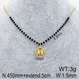 Stainless Steel Stone & Crystal Necklace