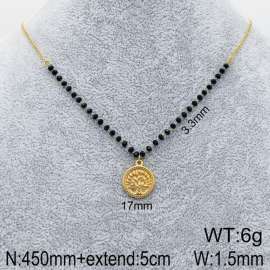 Stainless Steel Stone & Crystal Necklace