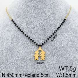 Stainless Steel Stone & Crystal Necklace