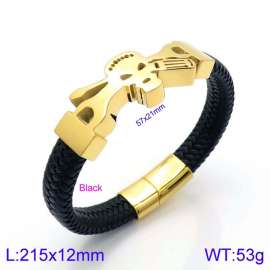 Stainless Steel Leather Bracelet