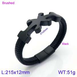 Stainless Steel Leather Bracelet