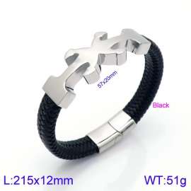 Stainless Steel Leather Bracelet