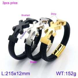 Stainless Steel Leather Bracelet