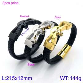 Stainless Steel Leather Bracelet