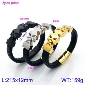 Stainless Steel Leather Bracelet