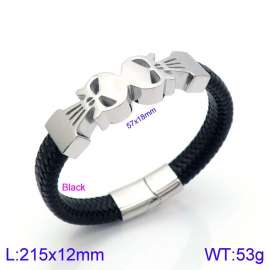 Stainless Steel Leather Bracelet