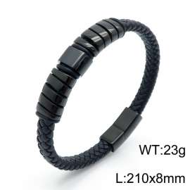 Stainless Steel Leather Bracelet