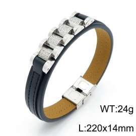 Stainless Steel Leather Bracelet