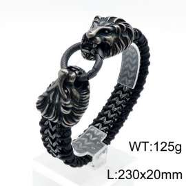 Stainless Steel Leather Bracelet