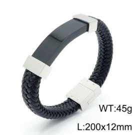 Stainless Steel Leather Bracelet