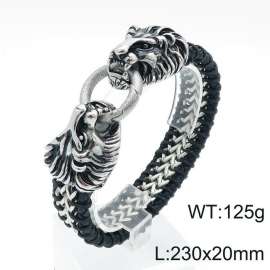 Stainless Steel Leather Bracelet