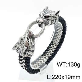 Stainless Steel Leather Bracelet