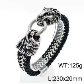 Stainless Steel Leather Bracelet