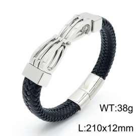 Stainless Steel Leather Bracelet