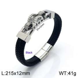 Stainless Steel Leather Bracelet