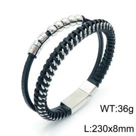 Stainless Steel Leather Bracelet