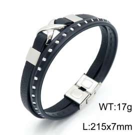 Stainless Steel Leather Bracelet