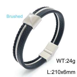 Stainless Steel Leather Bracelet