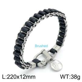 Stainless Steel Leather Bracelet