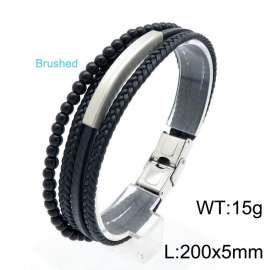 Stainless Steel Leather Bracelet