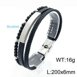 Stainless Steel Leather Bracelet