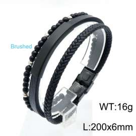 Stainless Steel Leather Bracelet