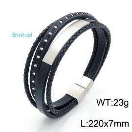 Stainless Steel Leather Bracelet