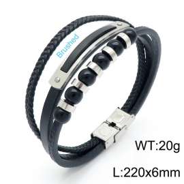 Stainless Steel Leather Bracelet