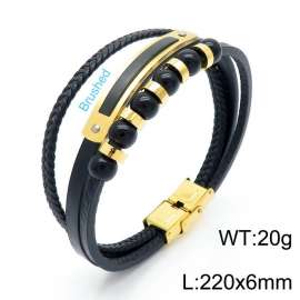 Stainless Steel Leather Bracelet