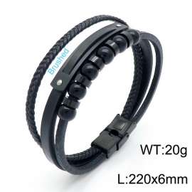 Stainless Steel Leather Bracelet