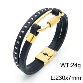 Stainless Steel Leather Bracelet