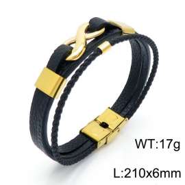 Stainless Steel Leather Bracelet