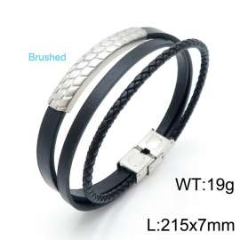 Stainless Steel Leather Bracelet