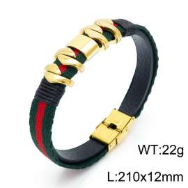 Stainless Steel Leather Bracelet