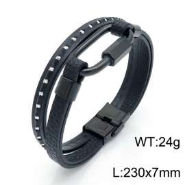 Stainless Steel Leather Bracelet