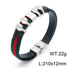 Stainless Steel Leather Bracelet