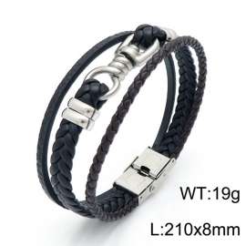 Stainless Steel Leather Bracelet