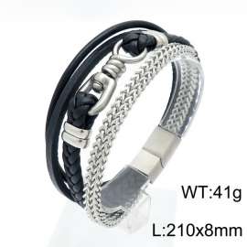 Stainless Steel Leather Bracelet