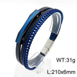 Stainless Steel Leather Bracelet