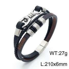 Stainless Steel Leather Bracelet