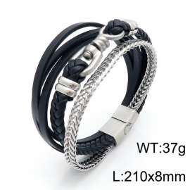 Stainless Steel Leather Bracelet