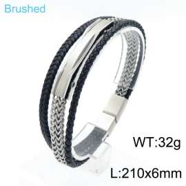 Stainless Steel Leather Bracelet