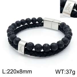 Stainless Steel Leather Bracelet