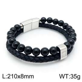 Stainless Steel Leather Bracelet