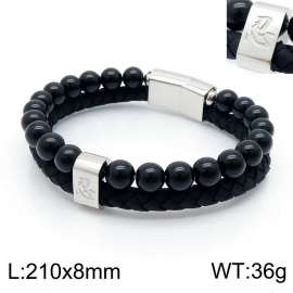 Stainless Steel Leather Bracelet