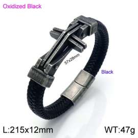 Stainless Steel Leather Bracelet